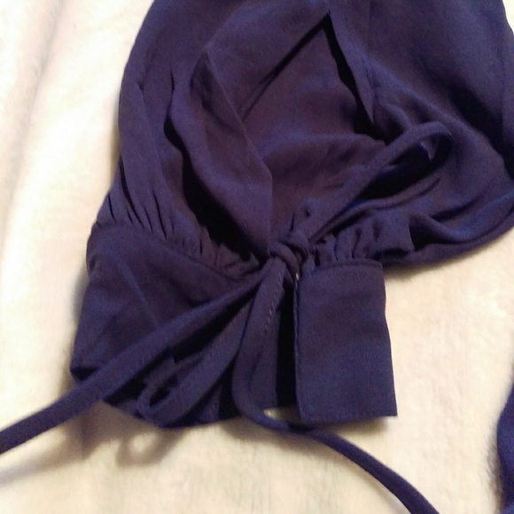 Loft,Ann Taylor Loft Blue Cold Shoulder Top - Picture 6 of 7